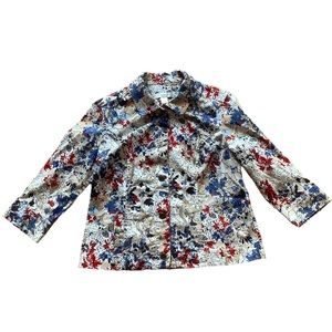 Christopher & banks multicolored button front lightweight shirt jacket sz medium